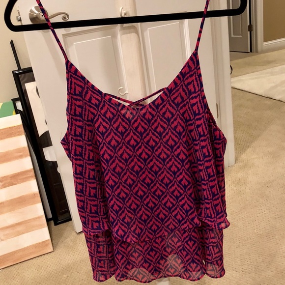 Miami pink and blue print tank top shirt - Picture 2 of 3